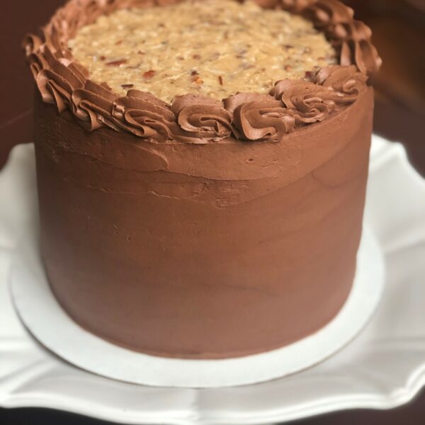 German Chocolate Cake With Coconut Pecan Filling And Chocolate Frosting
